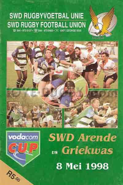 1998 SWD Eagles v Griekwaland  Rugby Programme